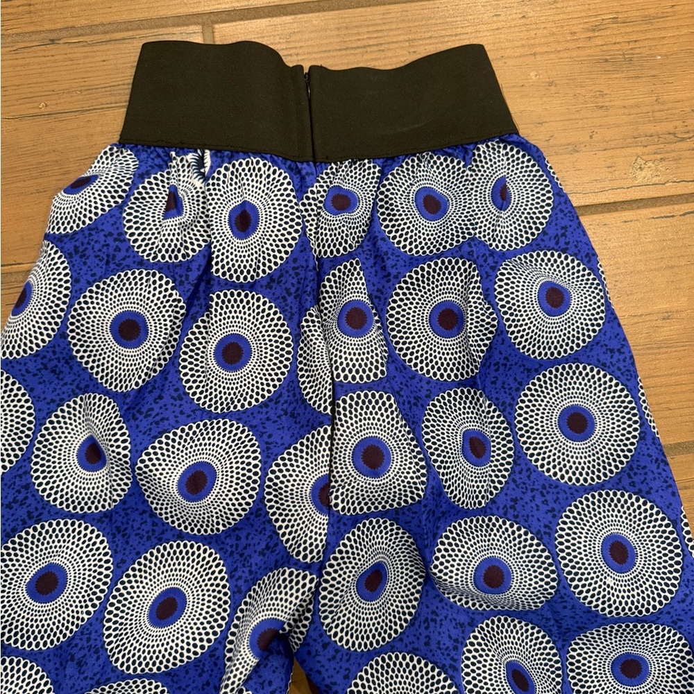 Blue Print Ruffle Wide-Leg Pants - Picture 3 of 3
